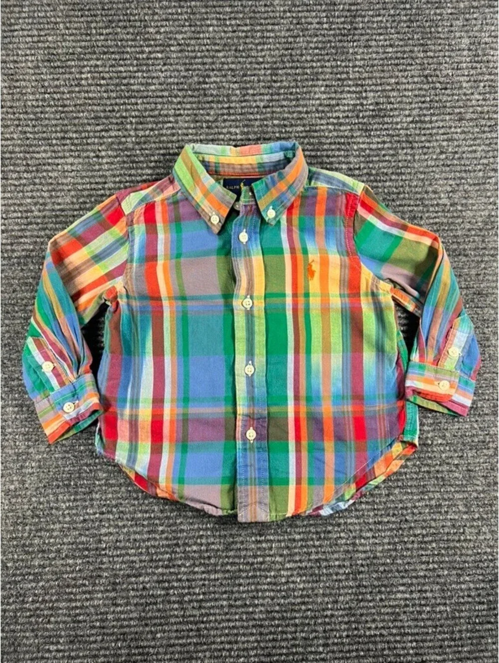 Ralph Lauren Baby Boys' 12M Multicolor Plaid Button-Down Cotton Dress Shirt